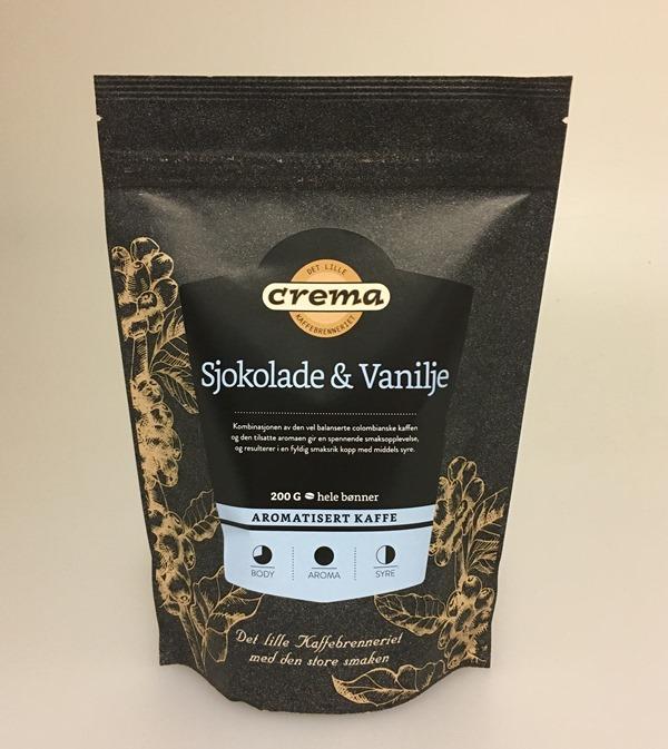 9417750  3013-HB Kaffe Crema aromakaffe Sjokolade/Vanilje 200 gr. kaffe hele b&#248;nner